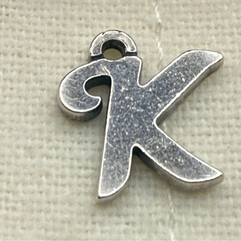 James Avery Small Script Initial Charm (K) .925 Sterling Silver w/ Box - Picture 4 of 7